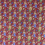 115CM PRINTED 100%COTTON FALL FRIENDS BURGUNDY