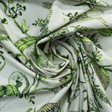 PRINTED COTTON POPLIN- CREAM/GREEN