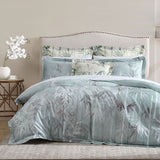 QUEEN BAMBOO FLORETTE DUVET COVER SET-SAGE