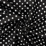 115CM PRINTED POLY COTTON WHITE STARS BLACK BACKGROUND