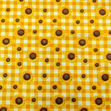 115CM PRINTED POLY COTTON YELLOW CHECK SUNFLOWER