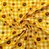 115CM PRINTED POLY COTTON YELLOW CHECK SUNFLOWER