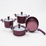 NON STICK GRANITE COOKWARE SET 7Pcs INDUCTION PURPLE