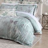 QUEEN BAMBOO FLORETTE DUVET COVER SET-SAGE