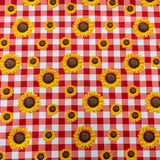 115CM PRINTED POLY COTTON RED CHECK SUNFLOWER