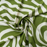 RAYON NYLON CRINKLE PRINT-OATMEAL/GREEN