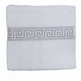 GREEK KEY BATH TOWELS 600GSM WHITE