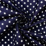 115CM PRINTED POLY COTTON WHITE STARS NAVY BACKGROUND