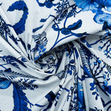 PRINTED COTTON POPLIN- BLUE/WHITE