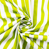 115CM PRINTED POLY COTTON LIME/WHITE BIG STRIPE