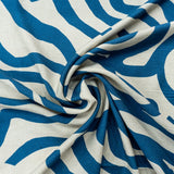 RAYON NYLON CRINKLE PRINT-OATMEAL/BLUE