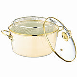 22CM ENAMEL FRYER WITH LID CREAM