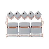 SQUARE SPICE SET WITH GOLD LINE 8PC-GREY