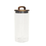 STORAGE JAR WITH WOODEN HANDLE LID MED