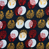 PRINTED RAYON LINEN CIRCLES NAVY