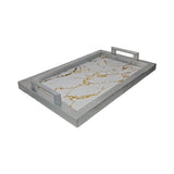 SERVING TRAY RECTANGLE SMALL WHITE AND GOLD