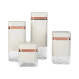 SQUARE CANISTER WITH GOLD LINE 4PC-GREY