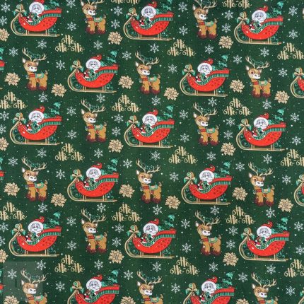 115cm Printed Poly Cotton Deer Green