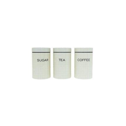 3pc Metallic Canister Set-cream