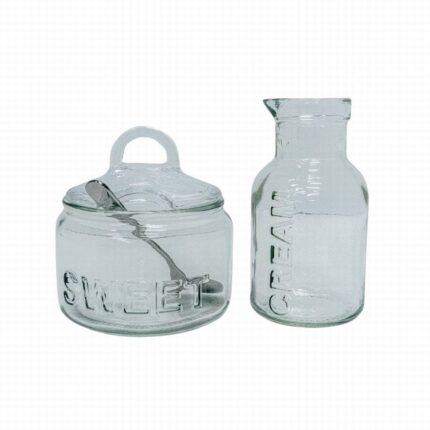 REGENT GLASS SUGAR BOWL 540ML & CREAMER 340ML 3PC