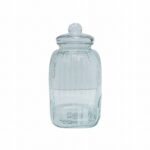 REGENT SQUARE GLASS RIBBED JAR WITH GLASS LID 4.8L
