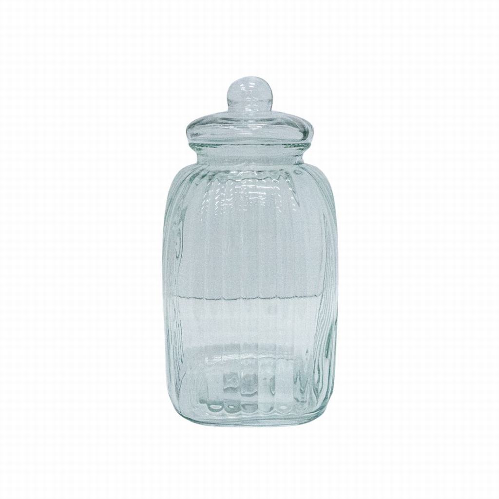 10165231.jpg REGENT SQUARE GLASS RIBBED JAR WITH GLASS LID 4.8L - Image 1