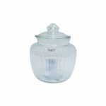 REGENT ROUND RIBBED GLASS JAR WITH GLASS LID 1.5L