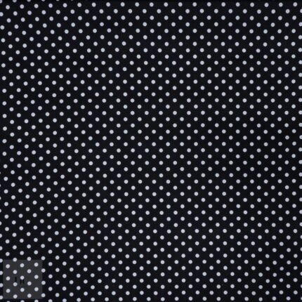 115CM PRINTED POLY COTTON DOTS BLACK