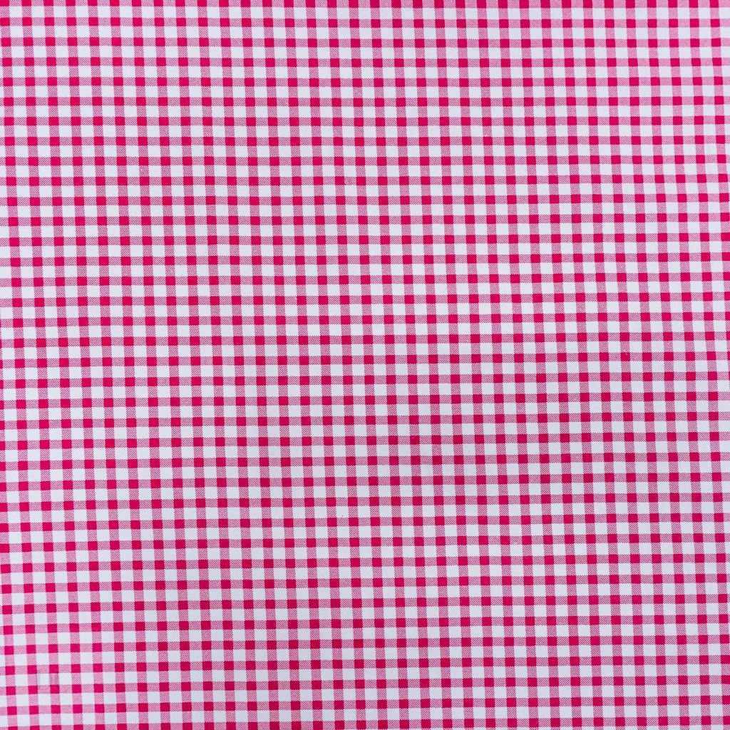 115PPC5F198231.jpg 115CM PRINTED POLY COTTON CHECKS CERISE - Image 1