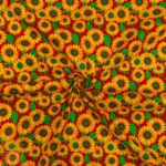 115CM PRINTED POLY COTTON SUNFLOWER RED - Image 2