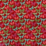 115CM PRINTED POLY COTTON BUTTERFLIES RED