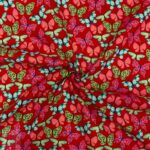 115CM PRINTED POLY COTTON BUTTERFLIES RED - Image 2