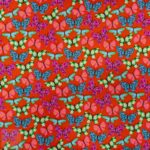 115CM PRINTED POLY COTTON BUTTERFLIES ORANGE