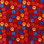 115CM PRINTED POLY COTTON PAWS RED