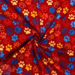 115CM PRINTED POLY COTTON PAWS RED - Image 2