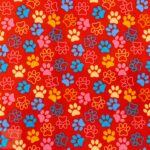 115CM PRINTED POLY COTTON PAWS ORANGE