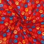 115CM PRINTED POLY COTTON PAWS ORANGE - Image 2