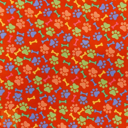 115CM PRINTED POLY COTTON BONES ORANGE