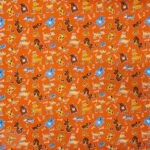 115CM PRINTED POLY COTTON DOGS ORANGE