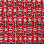115CM PRINTED POLY COTTON DOG FACE RED