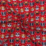 115CM PRINTED POLY COTTON DOG FACE RED - Image 2