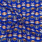 115CM PRINTED POLY COTTON DOG FACE ROYAL - Image 2