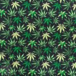 115CM PRINTED POLY COTTON LEAVES BLACK