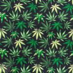 115CM PRINTED POLY COTTON LEAVES BLACK - Image 2