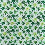 115CM PRINTED POLY COTTON LEAVES WHITE