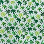 115CM PRINTED POLY COTTON LEAVES WHITE - Image 2