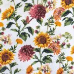 115CM PRINTED POLY COTTON SUNFLOWER WHITE