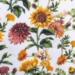 115CM PRINTED POLY COTTON SUNFLOWER WHITE - Image 2