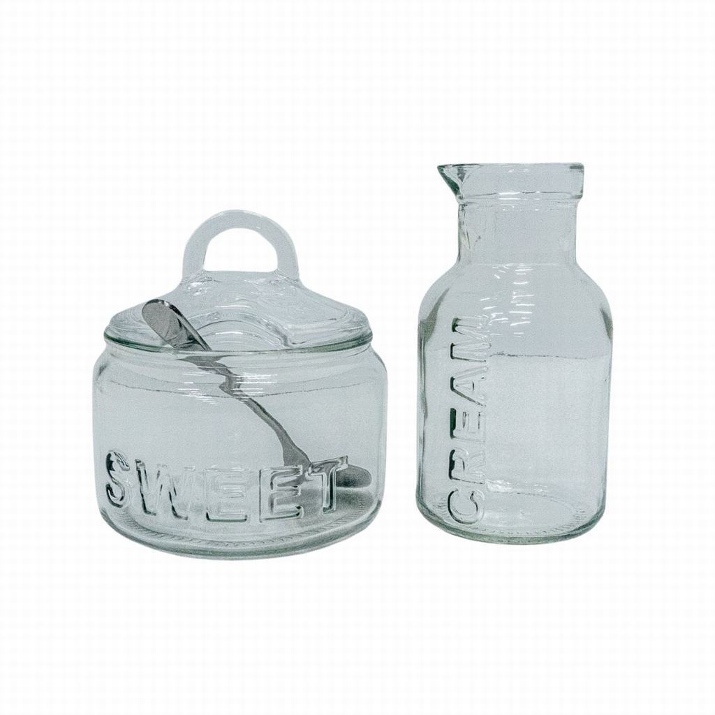 75087231.jpg REGENT GLASS SUGAR BOWL 540ML & CREAMER 340ML 3PC - Image 1