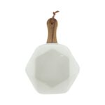 SERVING PORCELAIN DISH WITH WOODEN HANDLE